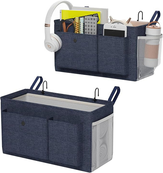Edudif Bedside Caddy Bedside Organizer with Fixed Straps & Water Bottle Holder, Bunk Bed Caddy ideal for Home, Dorm, Hospital, Crib, Versatile Bedside Storage Solution