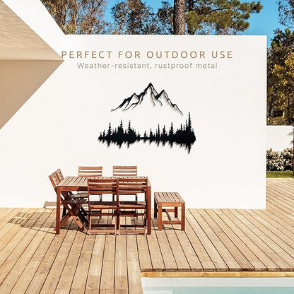 Wita Home Mountain and Forest Metal Wall Art, Wall Mounted Nature Home Decor, Pine Trees with Lake Reflection Wall Art for Living Room, Bedroom or Office, Large Outdoor Wall Decor, Nature Christmas Decor (Black Mountain-Black Forest, 18x12 inches)