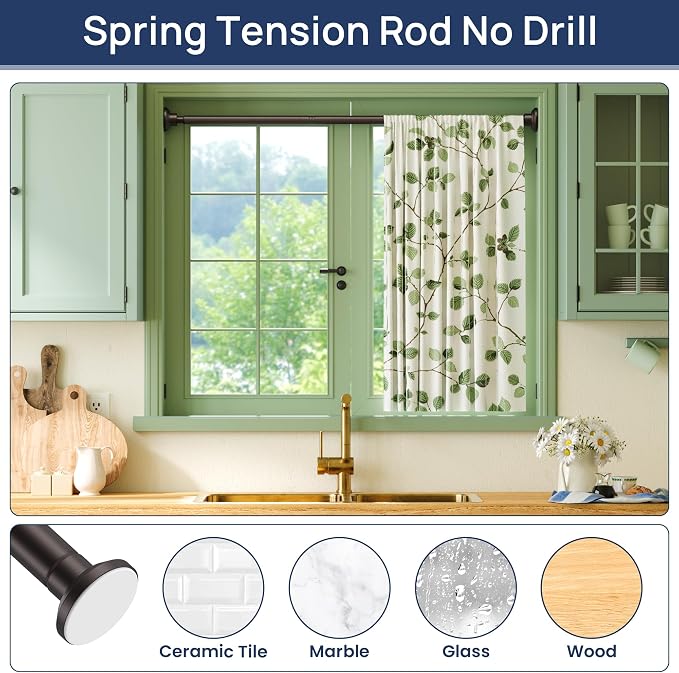 ENJOYBASICS Shower Curtain Rod 30 to 52 Inches, Stainless Steel Adjustable Spring Tension Rods No Drill for Bathroom, Closet, Window, Room Divider, Never Rust, Non Slip, Bronze