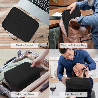FYY Electronic Organizer, Extra Large Travel Cable Organizer Bag Pouch Portable Waterproof Double Layers All-in-One Storage Bag for iPad, Cable, Power Bank, Laptop Charger for Office, Black-Pattern