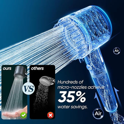 Cobbe Filtered Shower Head with Handheld, 5 Spray Mode Showerhead with Filters, Built-in Power Wash for Hard Water - Remove Chlorine - Reduces Dry Itchy Skin, Chrome