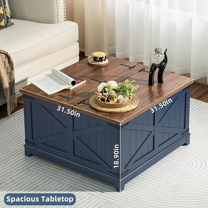 Farmhouse Coffee Table Set of 3, Furniture Set, Coffee Table with Hidden Storage Organizer and Nightsand 3-Piece Set, Large Country Natural Center Table Set for Living Room,Office, Home
