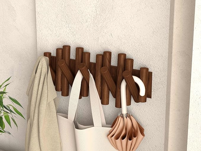 Wall Coat Rack - Wall Mounted Coats Rack - Coat Hanger Wall Mount Coat Racks - entryway Hooks Rack - Coat Rack Wall Key Holder - Wooden Coat Rack Walls Mount - Key Hooks for Walls Key Holder