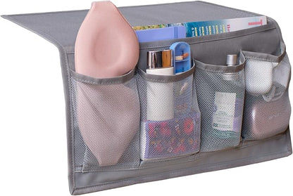 Houseify Slumber & Stow Hanging Bedside Caddy - 5 Pocket Bed Caddy Organizer for Tablets, Magazines, Phone, Glasses, Remotes & More - Ideal Storage For Dorm, Bedroom & Living Areas - 10"x17.3"