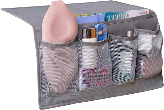 Houseify Slumber & Stow Hanging Bedside Caddy - 5 Pocket Bed Caddy Organizer for Tablets, Magazines, Phone, Glasses, Remotes & More - Ideal Storage For Dorm, Bedroom & Living Areas - 10"x17.3"