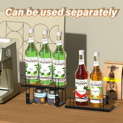 Alyoen Coffee Syrup Rack Organizer, 6 Bottles Syrup Holder Stand for Coffee Bar, Small Coffee Bar Organizer Shelf, Coffee Station Organizer for Countertop Wine, Liquor