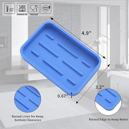 MicoYang Silicone Kitchen Sink Organizer Tray for Multiple Usage,Easy Clean Sponges Holder for Kitchen Bathroom Counter or Sink,Dish Soap Dispenser,Scrubber,Bottle,Cup Lichen Blue 4.9”x 3.2”