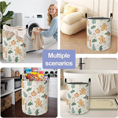 Laundry Basket-Cute Gingerbread Man Foldable Waterproof Oxford Cloth Funny Tote Bag Laundry Hamper Clothes Storage Bucket Organizer For Bathroom/Laundry Storage/Bedroom Storage Basket