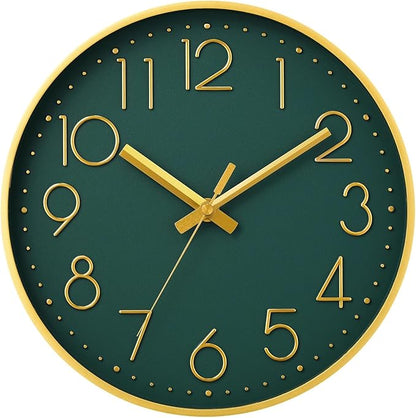 DAXSMY Wall Clock - 8 Inch Silent Non-Ticking Modern 3D Wall Clocks Battery Operated - Decorative Clock for Kitchen, Home Office, Bathroom, Bedroom(Dark Green