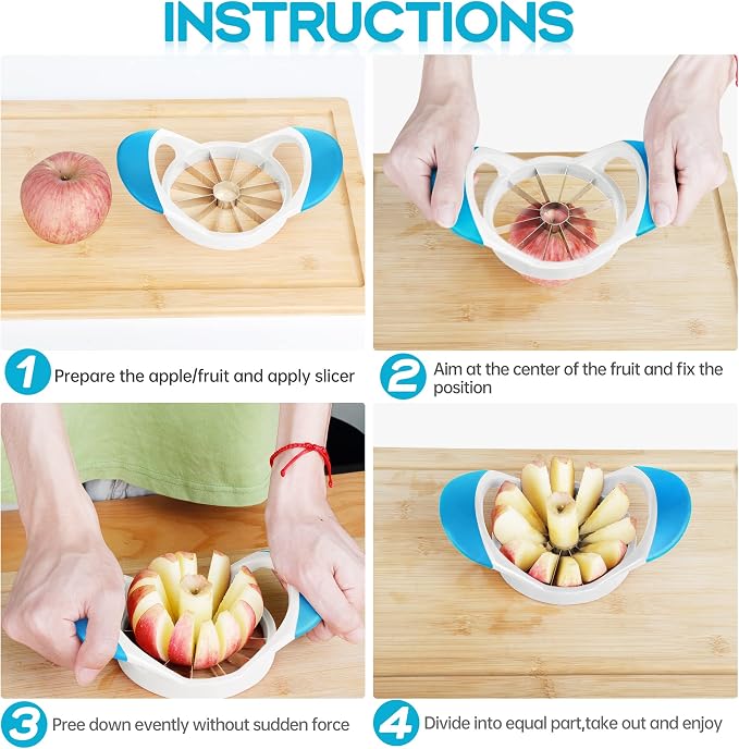Supercenter Apple Cutter, Apple Corer and Slicer - 4.72 Inch Apple Slicer | Stainless Steel Apple Corer Tool with 12 Super Sharp Blades, lightweight Apple Slicer and Corer with Anti-slip Handle