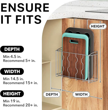 Simple Houseware Over the Cabinet Door Organizer Holder 2 Pack 13.5" Wx4.25 Dx18.5 H and 12.5" Wx3.6 Dx18.5 H Silver