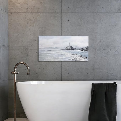 Belmrxne Coastal Wall Art White and Grey Bathroom Wall Decor Moden Aesthetic Artwork Fashion Small Canvas Painting for Hallway Entryway Living Room Bedroom 12x24 Inches