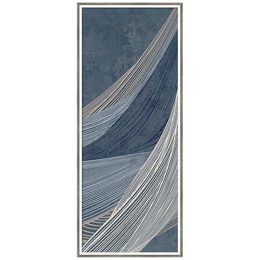 Amanti Art Framed Fabric Pinboard 17 x 41, Indigo Threads I by PI Studio Printed Modern Bulletin Board for Use as a Vision Board or Wall Organization Frame