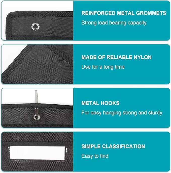 KIKIGOAL 30 Pockets Hanging Wall File Organizer, Heavy Duty Storage Pocket Chart With 30 Name Tag Pockets for File Folder and Paper, Space Saver for Office and Classroom