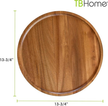 TB Home Acacia Wood Lazy Susan Organizer Kitchen Turntable for Cabinet, Table, Pantry or Countertop