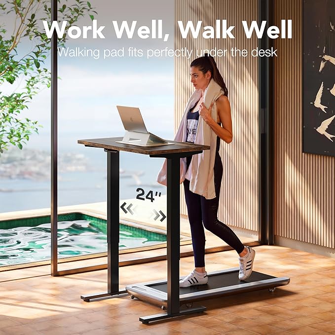HUANUO Electric Standing Desk,48" x 24" Height Adjustable Desk, 4 Memory Height Settings, Sit to Stand Up Desk for Home Office, with Headphone Hook, Cable Manager, Vintage Brown
