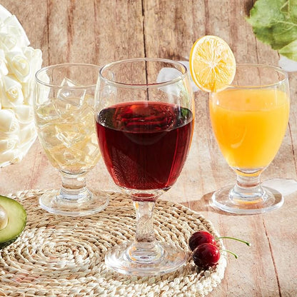 Patelai Set of 6 Clear Glasses 16 oz Water Goblet Glass Stemmed Water Glasses for Juice Wine Beer Tea Milk Cold Beverages Drinks Dishwasher Safe