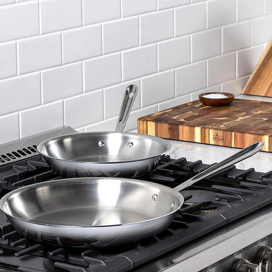 All-Clad D3® Stainless Steel 10 and 12 inch Frying Pans Set - Made in the USA- The Original Bonded Professional Cookware- Oven Safe & Induction Compatible
