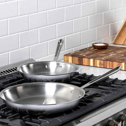 All-Clad D3® Stainless Steel 8 and 10 inch Frying Pans Set - Made in the USA- The Original Bonded Professional Cookware- Oven Safe & Induction Compatible