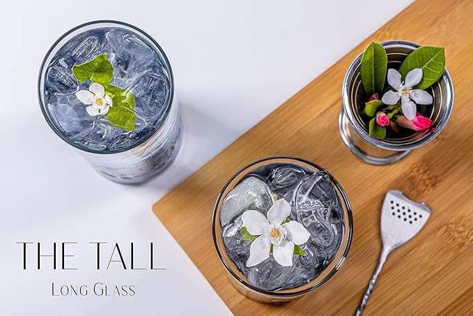 LEMONSODA Premium Highball 12oz/15oz Glass Sets - Elegant Tom Collins Glasses - Tall Water Drinking Glasses - Bar Glassware for Mojito, Whiskey, Cocktail (15oz, Set of 12)