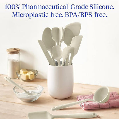 GIR: Get It Right 10-Piece Silicone Essentials Kitchen utensils set - Ladle, Spatula, Flip, Spoon & Spoonula - Non toxic cooking utensils for Nonstick Cookware, Cooking and Baking - Cream