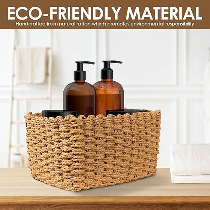 Wicker Storage Baskets For Organizing (Extra Small, Small and Medium), Brown