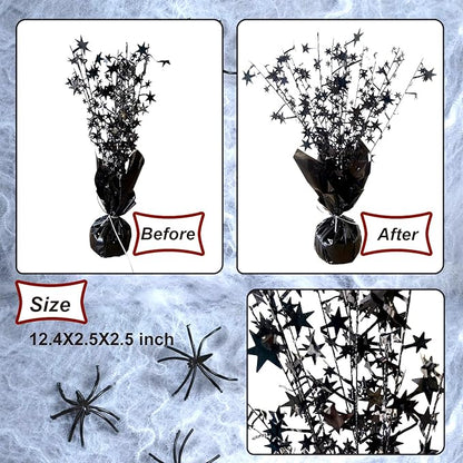 6 Pack Halloween Table Centerpieces Party Table Decoration Metallic Foil Spray Centerpiece Star Black Decor Indoor for Birthday Wedding Anniversary Graduation Holiday Party Supplies