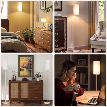 64.6" Floor Lamp, Pole Lamp with Foot Switch, Modern Standing Lamp Shade, Minimalist Freestanding Lamp (Bulb Not Included), for Living Room, Bedroom Office ETL Listed,Pink and Beige PE07LD05