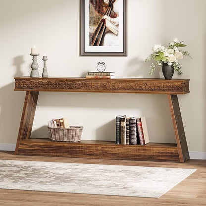 Tribesigns 70.9 Inch Extra Long Console Table, Wood Entryway Table with Storage, Narrow Long Sofa Tables Behind Couch, Farmhouse Style Entry Table for Living Room,Entrance, Foyer, Dark Brown