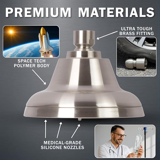 Aqua Elegante Massage Shower Head With Mist - High Pressure Boosting, Adjustable Massaging Rainfall Showerhead For Low Flow Showers With Water Saving Nozzles - 2.5 GPM - Brushed Nickel
