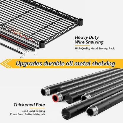 REIBII 75''H Storage Shelves Metal Shelving Unit, 6 Tier Wire Shelving for Pantry Shelves Adjustable 1200LBS Garage Shelving Heavy Duty Storage Rack for Kitchen Garage, 35.4''W*75''H*15.7" D, 2PCS
