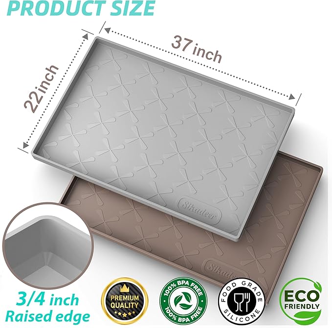 SIKADEER 37" x 22" Under Sink Mat Waterproof, Silicone Mat Kitchen Drawer Shelf and Cabinet Liner, Sink Protector for Bathroom Organizers and Storage, Boot Tray Pet Food Mats
