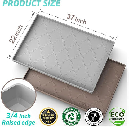SIKADEER 37" x 22" Under Sink Mat Waterproof, Silicone Mat Kitchen Drawer Shelf and Cabinet Liner, Sink Protector for Bathroom Organizers and Storage, Boot Tray Pet Food Mats