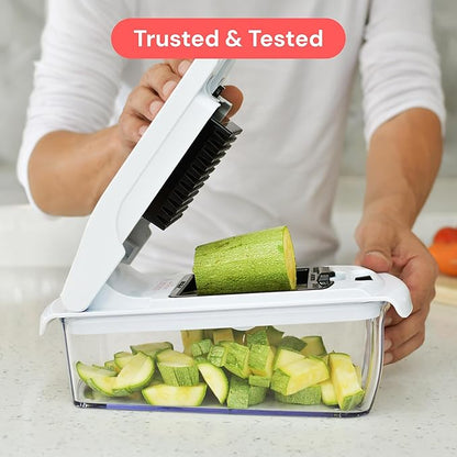 Fullstar The Original Pro Chopper - Vegetable Chopper and Slicer, Food Chopper with Container, Fruit Slicer, Kitchen Gadgets & Gifts, Home Essentials (6 in 1, White)
