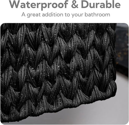 GRANNY SAYS Wicker Baskets for Organizing, Wicker Storage Basket for Shelf, Woven Baskets Oraganizer, Waterproof Vanity Basket for Towel, Home Organization, Black, 3-Pack