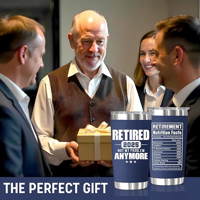 Retirement Gifts for Men 2025 - Retired Not My Problem Anymore - Funny Retired Tumbler for Men, Him, Father, Husband, Coworkers - Happy Retirement Gifts, Navy Tumbler 20 Oz (Navy 20Oz 2025)