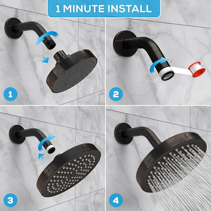 SparkPod Rain Shower Head, 6 Inch Round | High Pressure Shower Heads, 90 Nozzle (Touch-to-Clean), Adjustable Showerhead, No-tool Universal Connection