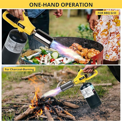 TBTEEK Powerful Propane Torch Head, Sous Vide Grill Cooking Torch With Adjustable Flame, Safety Lock Charcoal Torch Lighter for BBQ, Searing Steak, Creme Brulee, Campfire (Tank Not Included)