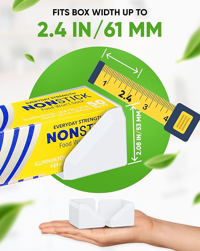 Skywin Adhesive Foil and Plastic Wrap Organizer Includes 2 Holders, Fits Box Width up to 2.4in/61mm, Heavy Duty Aluminum Foil Organization and Storage (White)