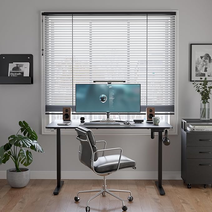 FEZIBO One-Piece Standing Desk Adjustable Height Stand up Home Office Desk, 40x24 Inch Electric Standing Computer Desk, with 4 Memory Presets, Headphone Hook, Black