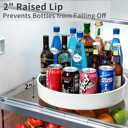 Lazy Susan Organizer Turntable, 11.8" Rotating Spice Rack Organization with Non-Slip Base & Raised Lip, Pantry Organizers and Storage for Cabinet, Kitchen, Bathroom, Countertop, Refrigerator