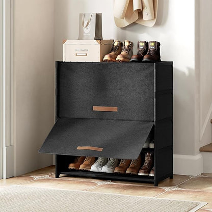 Shoe Rack, 5 Tier Shoe Storage Cabinet with Door 20 Pair Plastic Shoe Shelves Organizer for Closet, Entryway, Hallway, Bedroom, Black