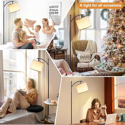 60" Floor Lamps with Remote Control & Bulb, Colors Temperature & Brightness Adjustable, White Shade & Black Pole
