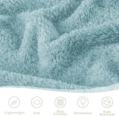Exclusivo Mezcla Fleece King Size Bed Blanket, Ultra Soft, Lightweight and Fuzzy Stone Blue Blanket for Women, Home Decor, 90x104 Inches