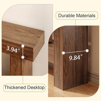 55 Inch Farmhouse Console Table,Wooden Rectangular Sofa Table Behind The Couch,Industrial Entryway Tables with Storage for Living Room,Entrance,Hallway (Brown)
