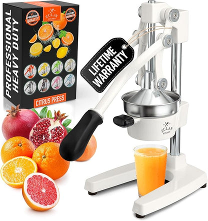Zulay Kitchen Cast Iron Juicer - Heavy Duty Manual Juicer with Detachable Strainers for Easy Cleaning, Orange Juice Press for Citrus Fruits, Perfect for Bartenders, Juice Lovers & Health Enthusiasts