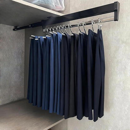 Pull Out Clothes Hanger Rail for Closet, Adjustable Heavy Duty Steel Clothes Storage Hanger Rack Bar for Pants Coats (392mm/15.4inch)