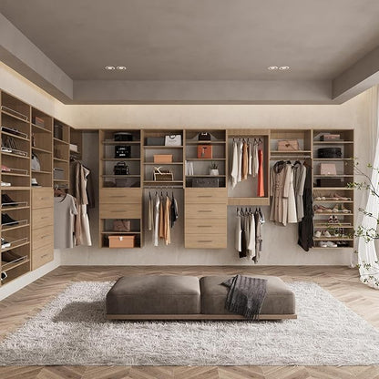 ROOMTEC 19.5" Shelf Short Tower Closet Unit, Modular Closet System with Shelf, Wardrobe Organizer for Bedroom or Walk-in Closet, Wall Mounted, Customizable Clothes Storage Unit, Wood