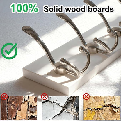 SKOLOO Creations White Solid Wood Wall Mounted Coat Rack, 10 Hooks, 38-1/8" Long - Kitchen, Mudroom, Entryway, Bathroom - Includes Mounting Hardware, Wall Coat Hanger, Towel Rack, Pack of 2