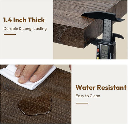 Vivelove Floating Shelves for Wall Solid Elm Wood, 24 Inches Long Rustic Wall Shelf with Invisible Bracket for Living Room Bedroom Bathroom Office Book, Farmhouse Wall Decor, Set of 2 - Dark Walnut